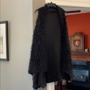 Long fuzzy vest